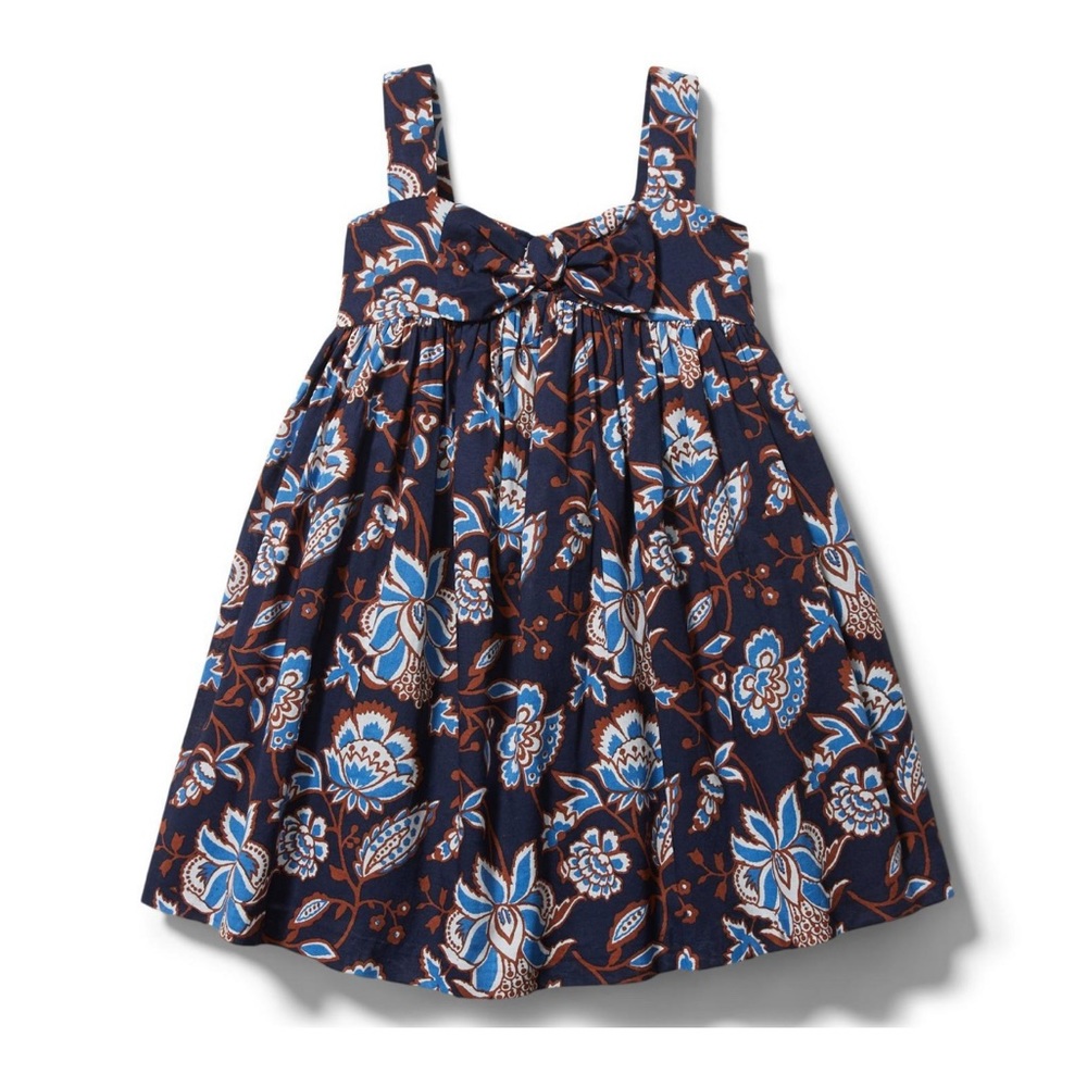 Janie and Jack Baby Girls Paisley Swing Dress Navy Blue Bow Dress